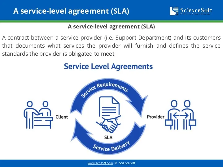 A service-level agreement (SLA) A service-level agreement (SLA) A contract