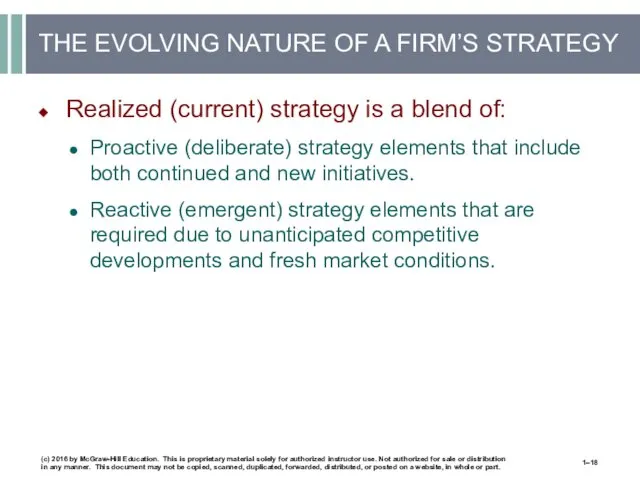 THE EVOLVING NATURE OF A FIRM’S STRATEGY Realized (current) strategy