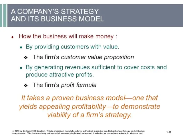 A COMPANY’S STRATEGY AND ITS BUSINESS MODEL How the business