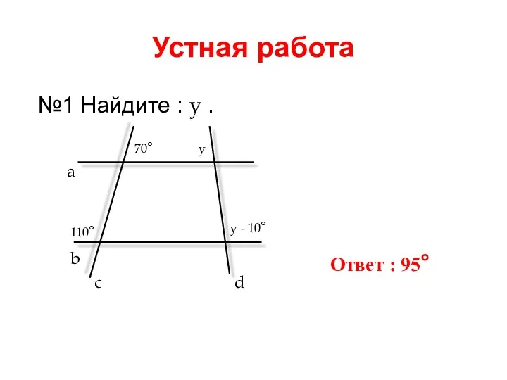 Устная работа №1 Найдите : y . b a c