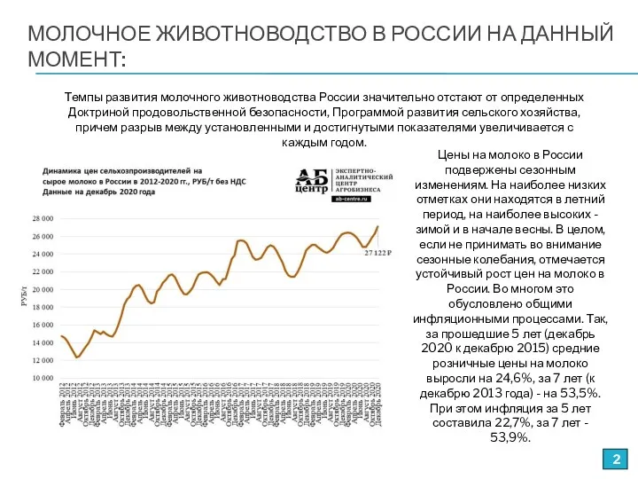 МОЛОЧНОЕ ЖИВОТНОВОДСТВО В РОССИИ НА ДАННЫЙ МОМЕНТ: Темпы развития молочного животноводства России значительно