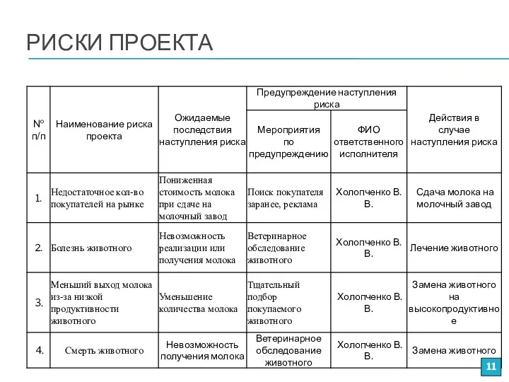 РИСКИ ПРОЕКТА