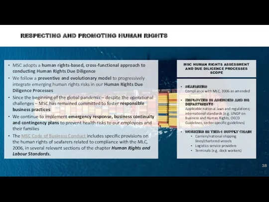 RESPECTING AND PROMOTING HUMAN RIGHTS MSC adopts a human rights-based,