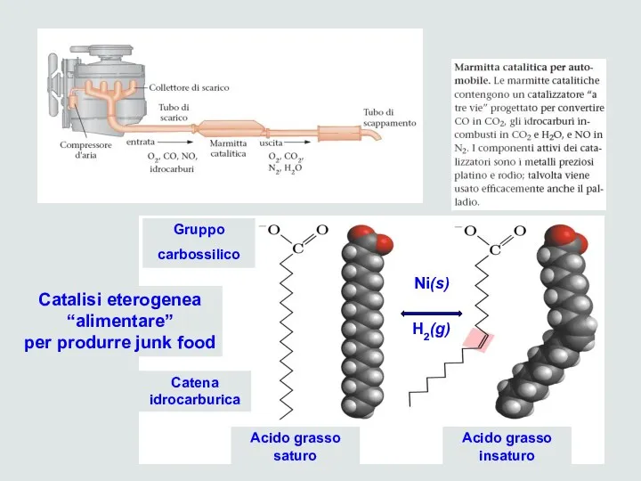 Ni(s) H2(g) Catalisi eterogenea “alimentare” per produrre junk food