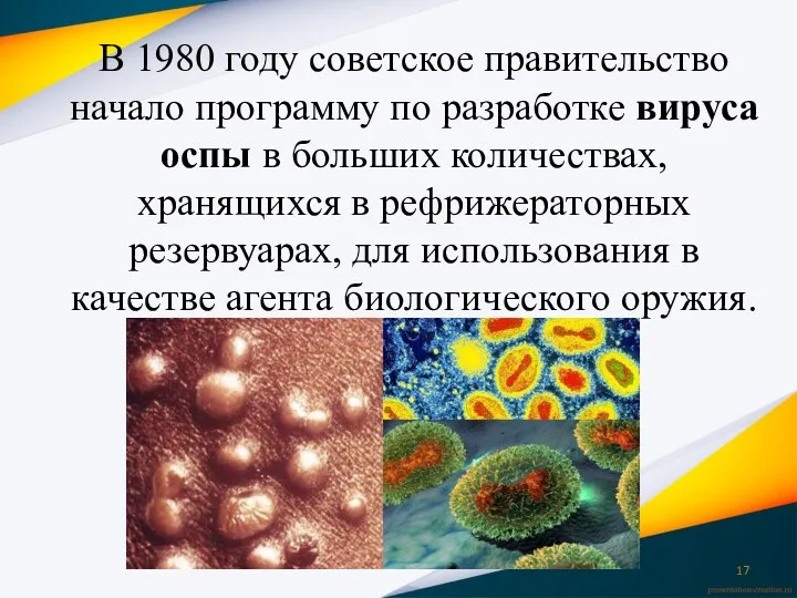В 1980 году советское правительство начало программу по разработке вируса