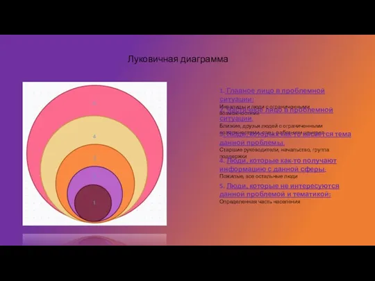 Луковичная диаграмма 1. Главное лицо в проблемной ситуации: Инвалиды и