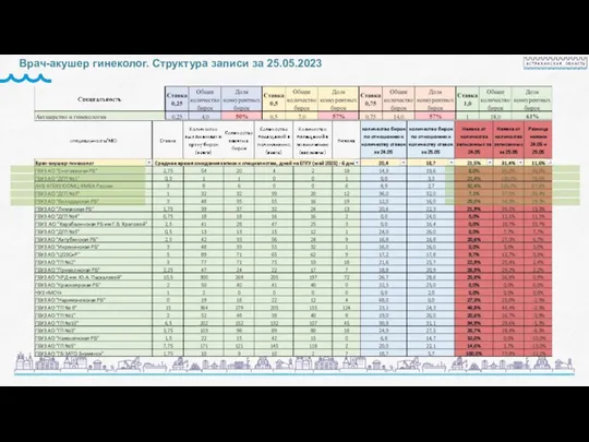 Врач-акушер гинеколог. Структура записи за 25.05.2023