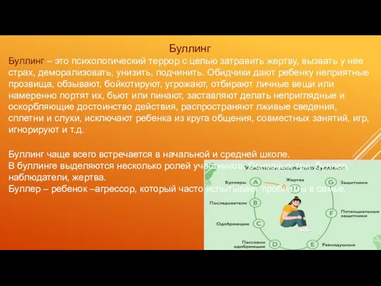 Буллинг Буллинг – это психологический террор с целью затравить жертву,