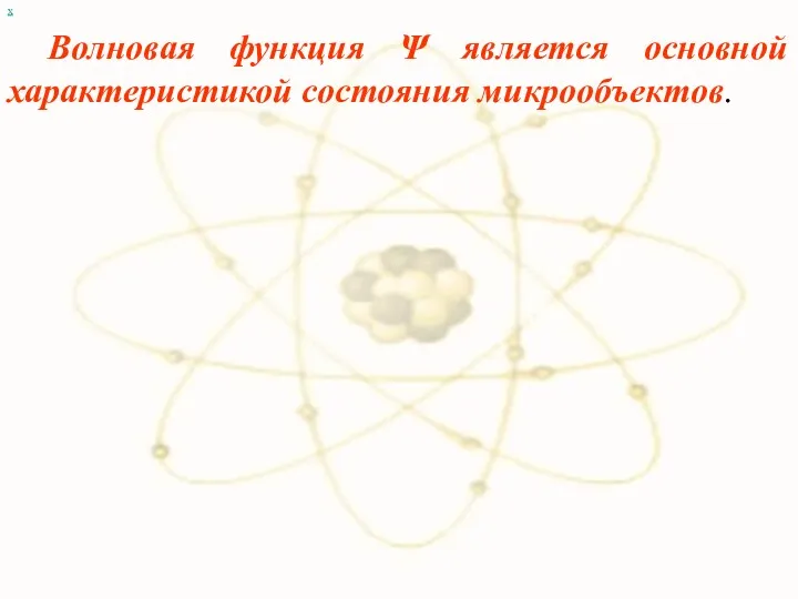 х Волновая функция Ψ является основной характеристикой состояния микрообъектов.