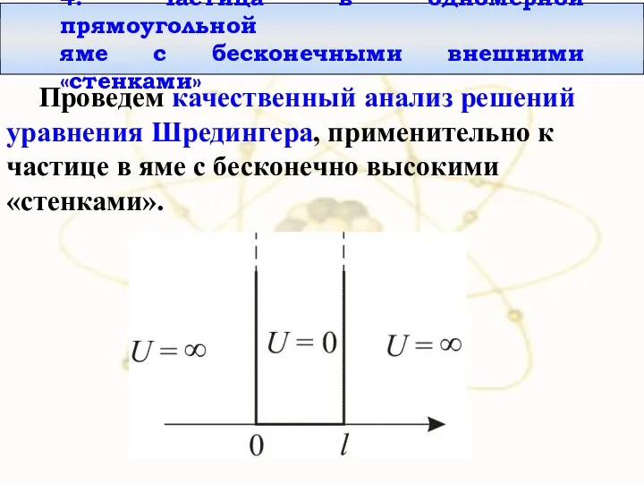 Проведем качественный анализ решений уравнения Шредингера, применительно к частице в