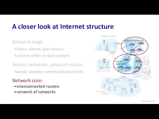 A closer look at Internet structure Network edge: hosts: clients and servers servers