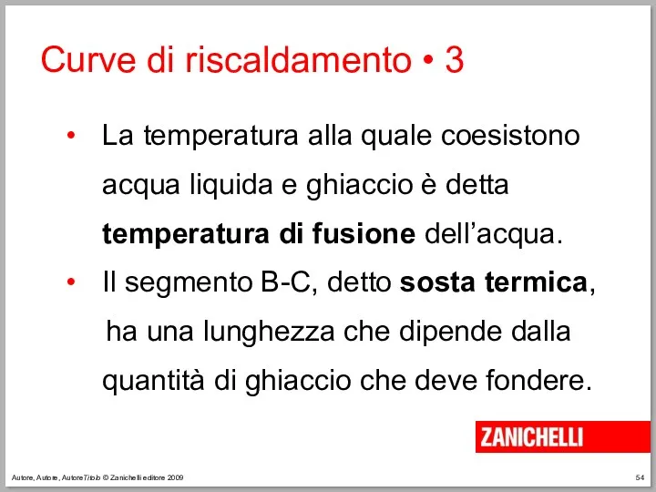 Autore, Autore, AutoreTitolo © Zanichelli editore 2009 Curve di riscaldamento