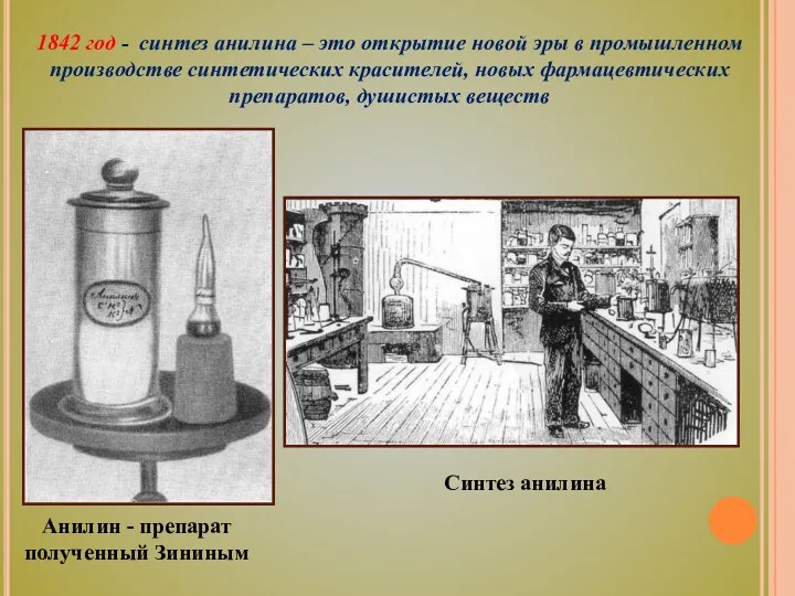 1842 год - синтез анилина – это открытие новой эры в промышленном производстве
