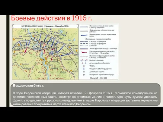 Боевые действия в 1916 г. Верденская битва. В ходе Верденской