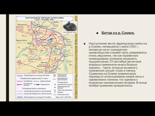 Битва на р. Сомме. Наступление англо-французских войск на р Сомме,