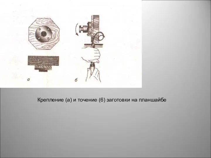 Крепление (а) и точение (6) заготовки на планшайбе