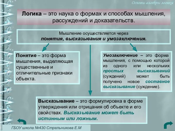 Логика – это наука о формах и способах мышления, рассуждений