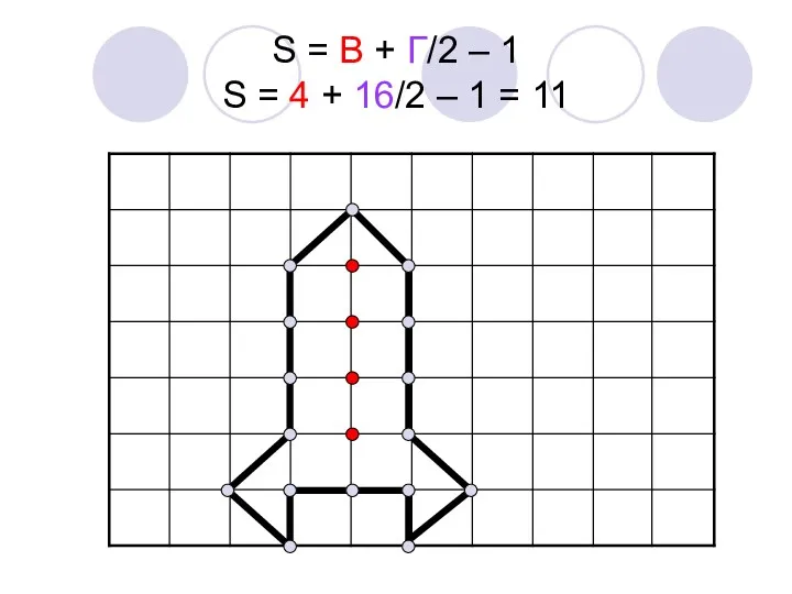 S = В + Г/2 – 1 S = 4 + 16/2 – 1 = 11