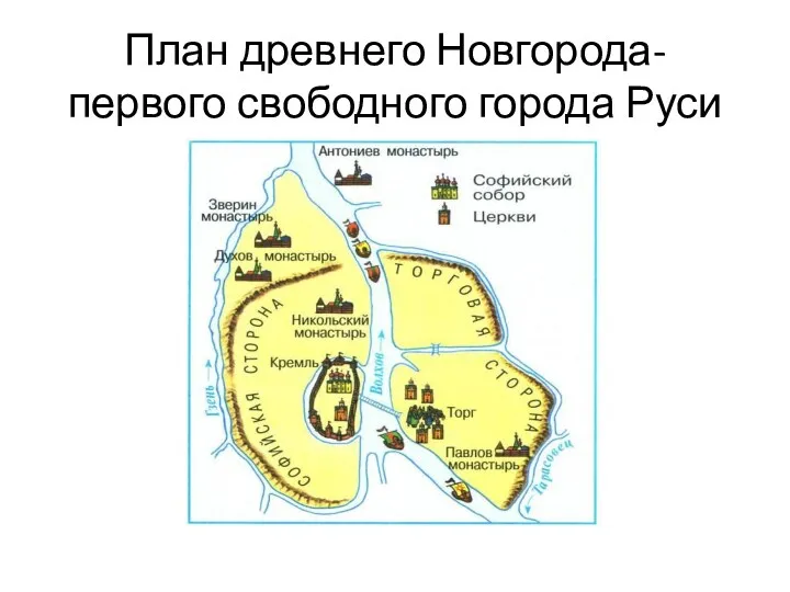 План древнего Новгорода-первого свободного города Руси