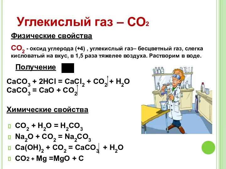 CO2 + H2O = H2CO3 Na2O + CO2 = Na2CO3