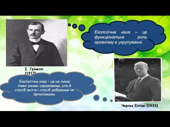 Екологічна ніша – це функціональна роль організму в угрупуванні. І.