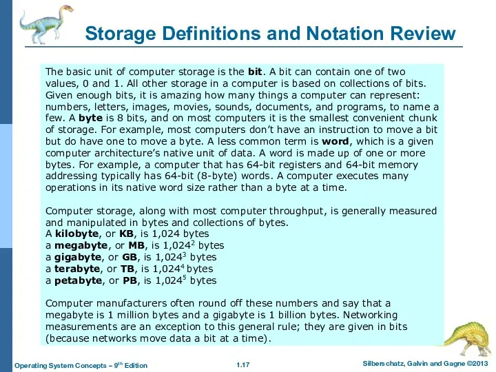 Storage Definitions and Notation Review The basic unit of computer