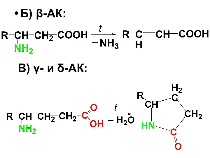 Б) β-АК: В) γ- и δ-АК: