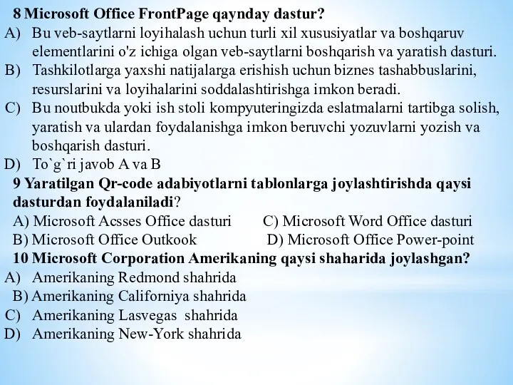 8 Microsoft Office FrontPage qaynday dastur? Bu veb-saytlarni loyihalash uchun