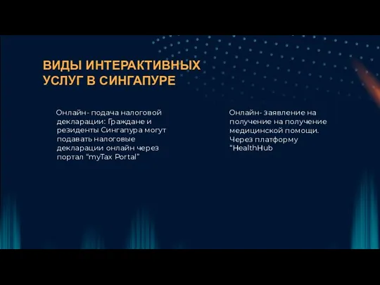 ВИДЫ ИНТЕРАКТИВНЫХ УСЛУГ В СИНГАПУРЕ Онлайн- подача налоговой декларации: Граждане