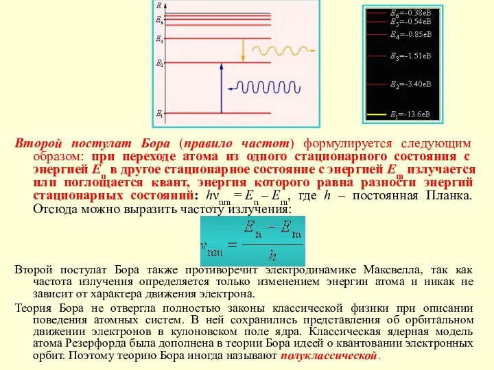 Второй постулат Бора (правило частот) формулируется следующим образом: при переходе