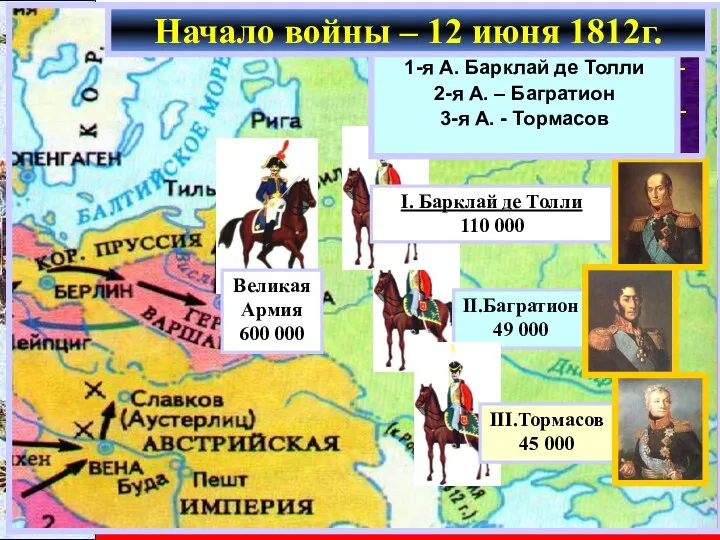 Летом 1812 г. французская ар-мия численностью 600 000 человек сосредоточилась