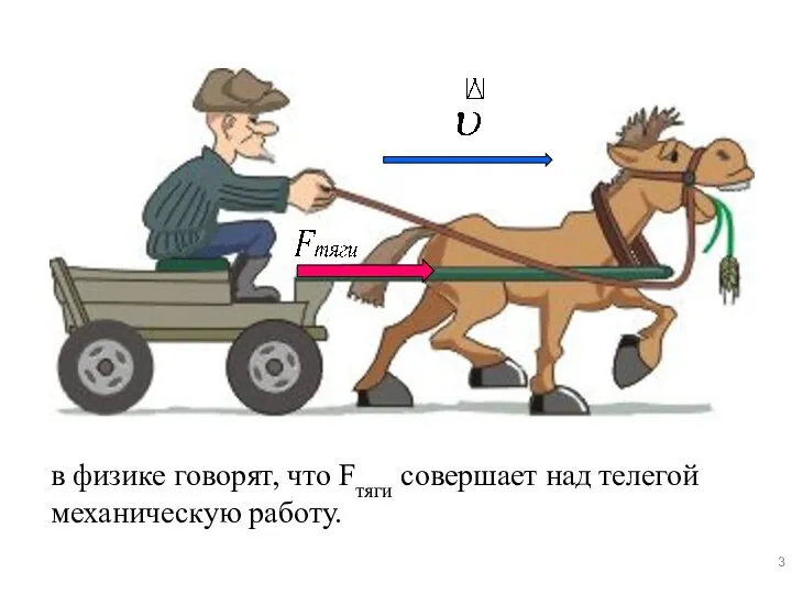 в физике говорят, что Fтяги совершает над телегой механическую работу.