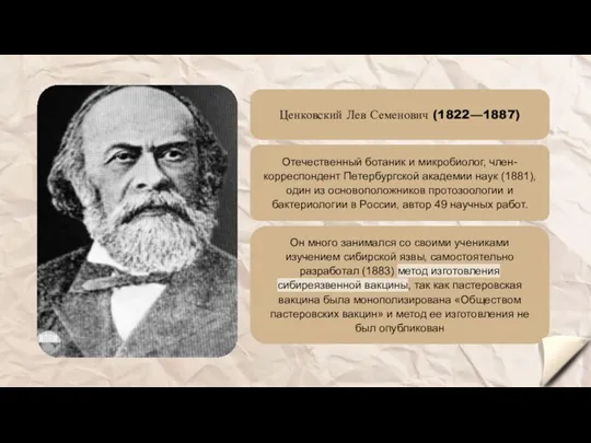 Отечественный ботаник и микробиолог, член-корреспондент Петербургской академии наук (1881), один из основоположников протозоологии