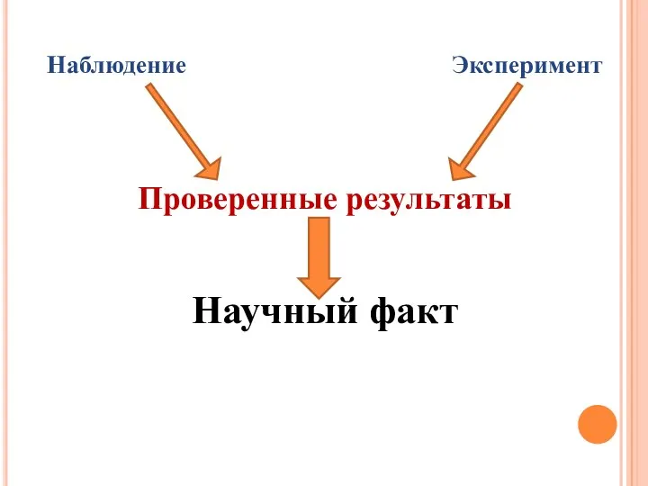 Наблюдение Эксперимент Проверенные результаты Научный факт