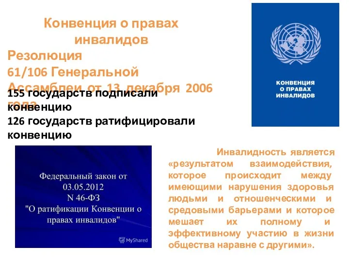 Конвенция о правах инвалидов Резолюция 61/106 Генеральной Ассамблеи от 13