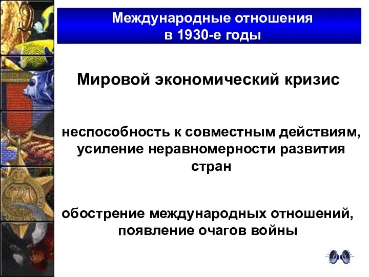 Международные отношения в 1930-е годы Мировой экономический кризис неспособность к