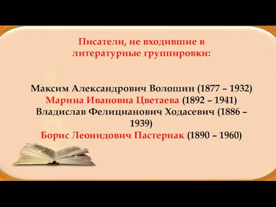 Писатели, не входившие в литературные группировки: Максим Александрович Волошин (1877