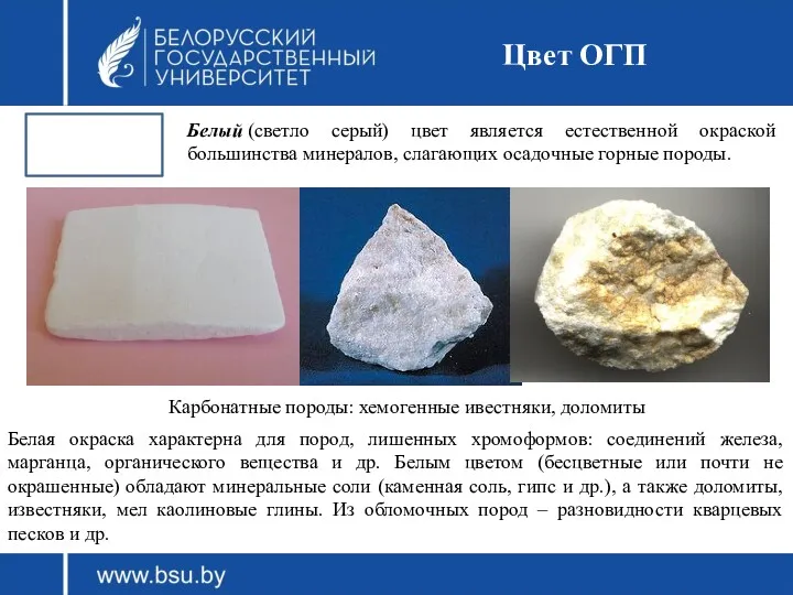 Цвет ОГП Белый (светло серый) цвет является естественной окраской большинства