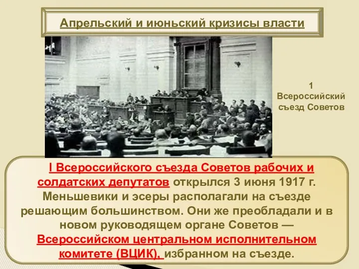 Апрельский и июньский кризисы власти I Всероссийского съезда Советов рабочих