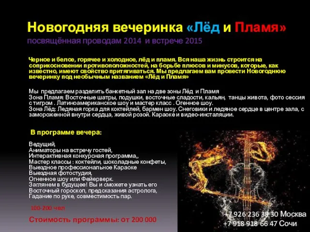 Новогодняя вечеринка «Лёд и Пламя» посвящённая проводам 2014 и встрече 2015 Черное и