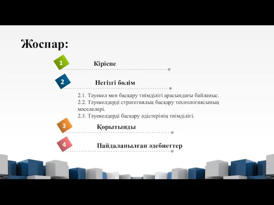 Жоспар: 2.1. Тәуекел мен басқару тиімділігі арасындағы байланыс. 2.2. Тәуекелдерді