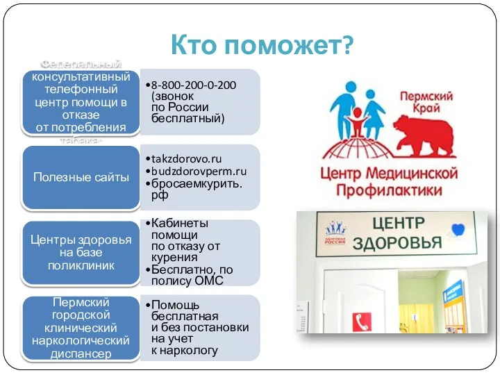 Кто поможет? Федеральный консультативный телефонный центр помощи в отказе от