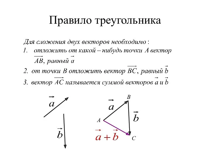 Правило треугольника А B C