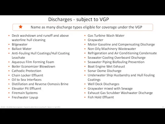 Discharges - subject to VGP Name as many discharge types