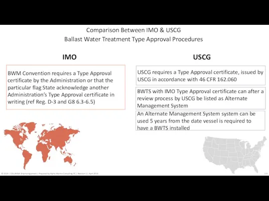 Comparison Between IMO & USCG Ballast Water Treatment Type Approval