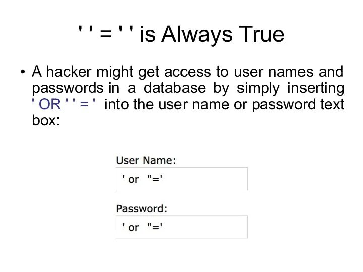 ' ' = ' ' is Always True A hacker