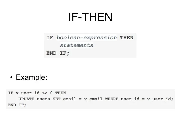 IF-THEN Example: