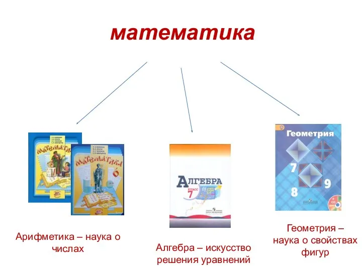 математика Арифметика – наука о числах Алгебра – искусство решения