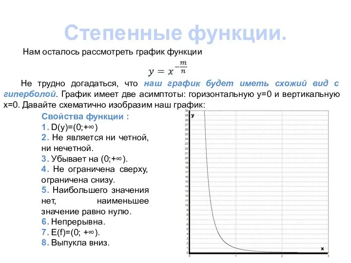 Степенные функции. Нам осталось рассмотреть график функции Не трудно догадаться,