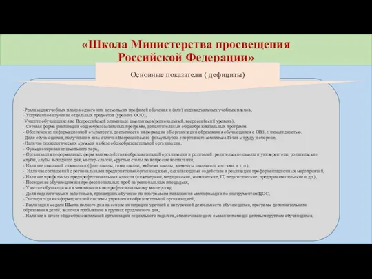 «Школа Министерства просвещения Российской Федерации» -Реализация учебных планов одного или нескольких профилей обучения